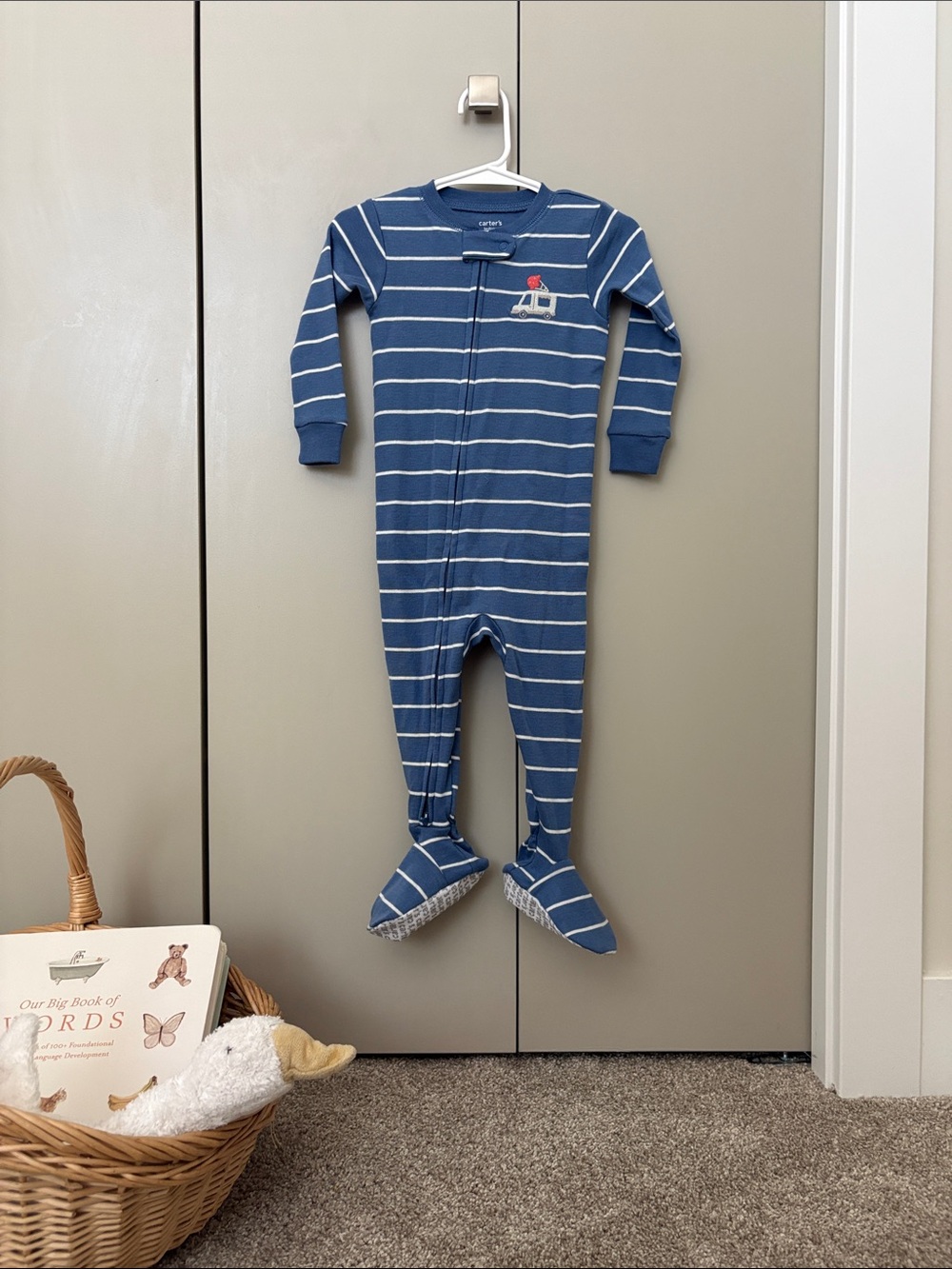 Carter's Blue & White Striped Footed One-Piece